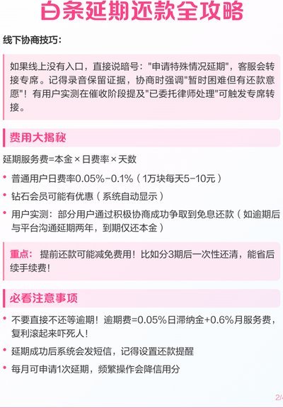 白条逾期怎么协商延期电话