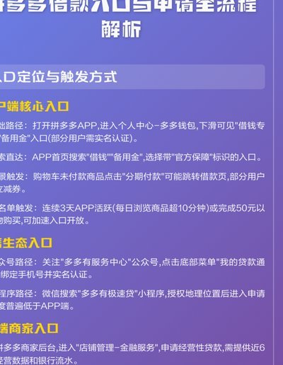 拼多多借备用金入口